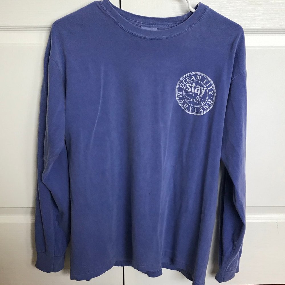 Purple Long Sleeve Ocean City Beach Shirt Medium
